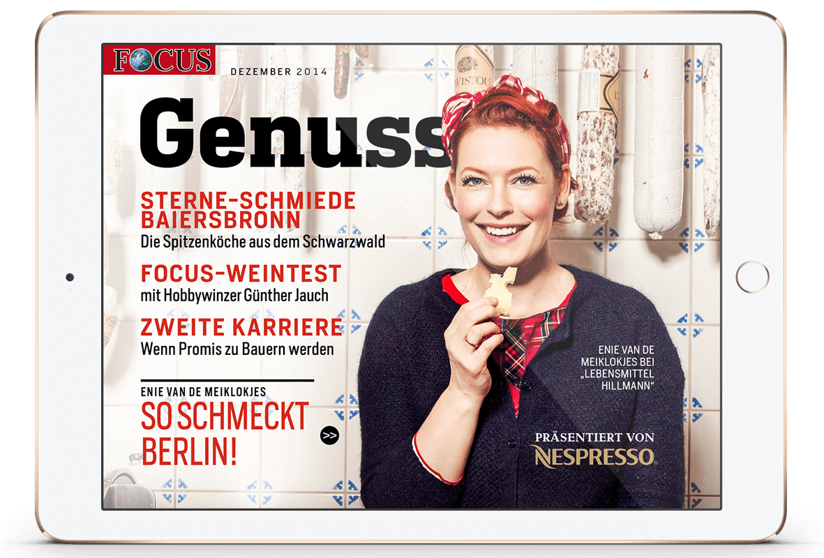 Focus Magazin App Special Ausgabe mit eine van de meiklokjes zum Thema Genuss.